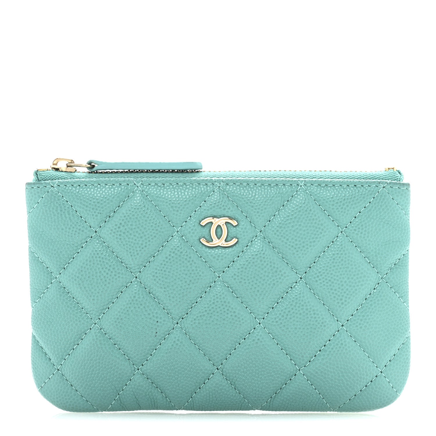 Chanel Caviar Quilted Small Cosmetic Case Turquoise 1 of 8