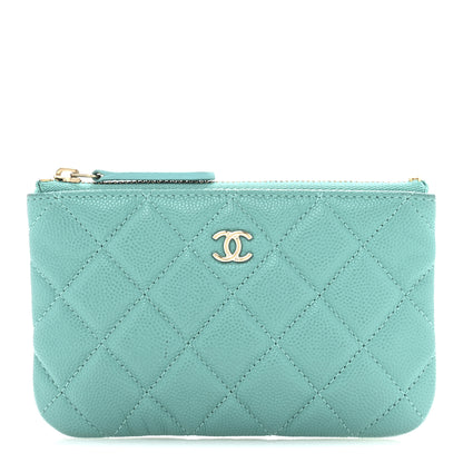 Chanel Caviar Quilted Small Cosmetic Case Turquoise 1 of 8