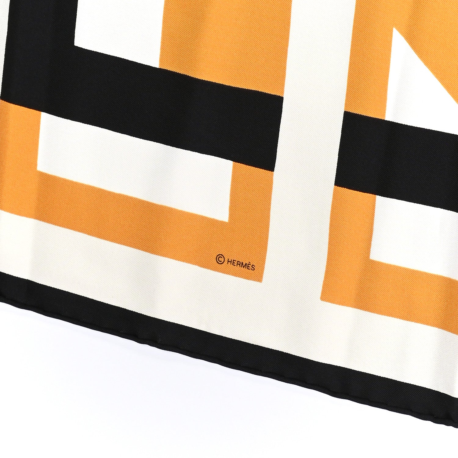 Hermes Silk Lettres Au Carre Scarf 90 White Ocre 5 of 5