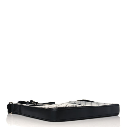 Gucci Guccissima Signature Medium Flat Messenger Bag Black 4 of 11