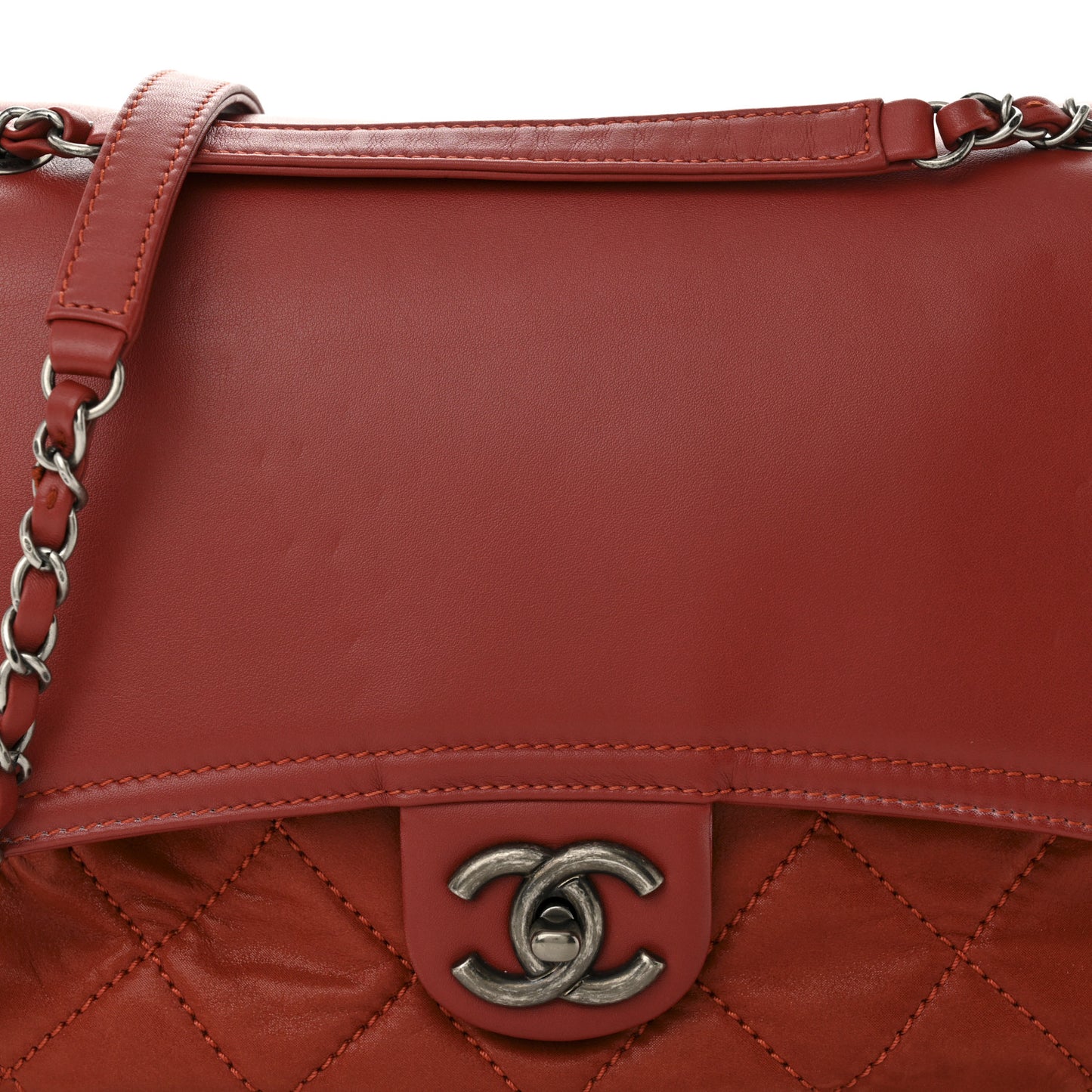 Iridescent Calfskin Medium In the Mix Flap Red