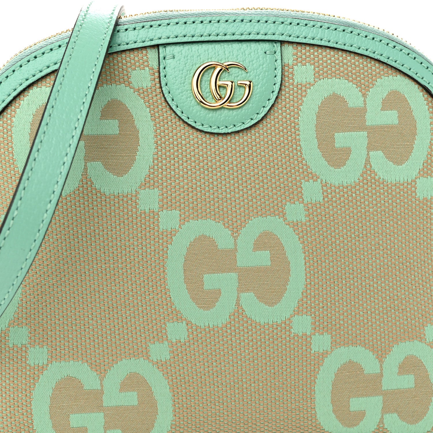 Gucci Monogram Jumbo GG Textured Dollar Calfskin Small Ophidia Dome Shoulder Bag Beige Pepperlight Mint 7 of 9
