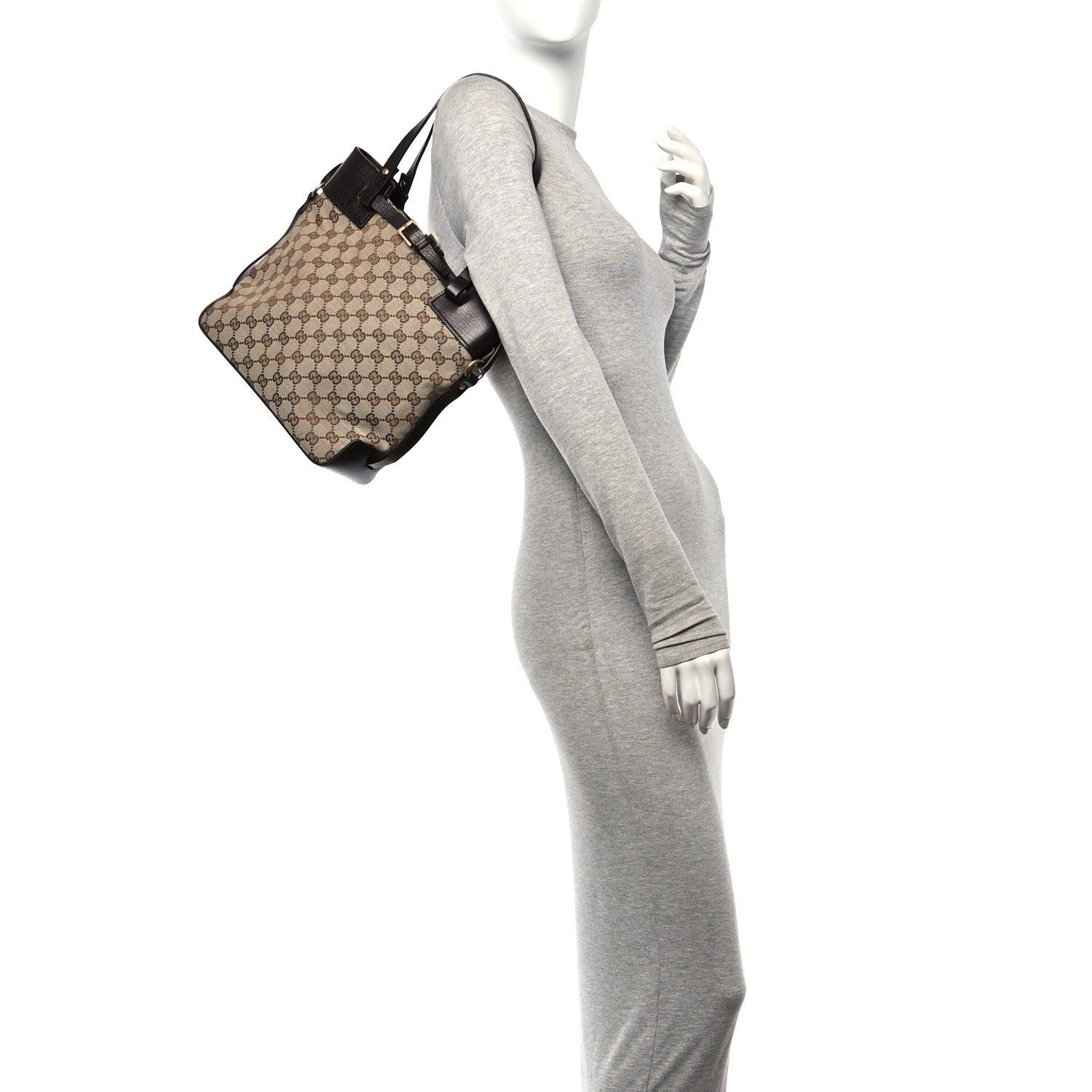 Gucci Monogram Small Bucket Tote Dark Brown 2 of 10