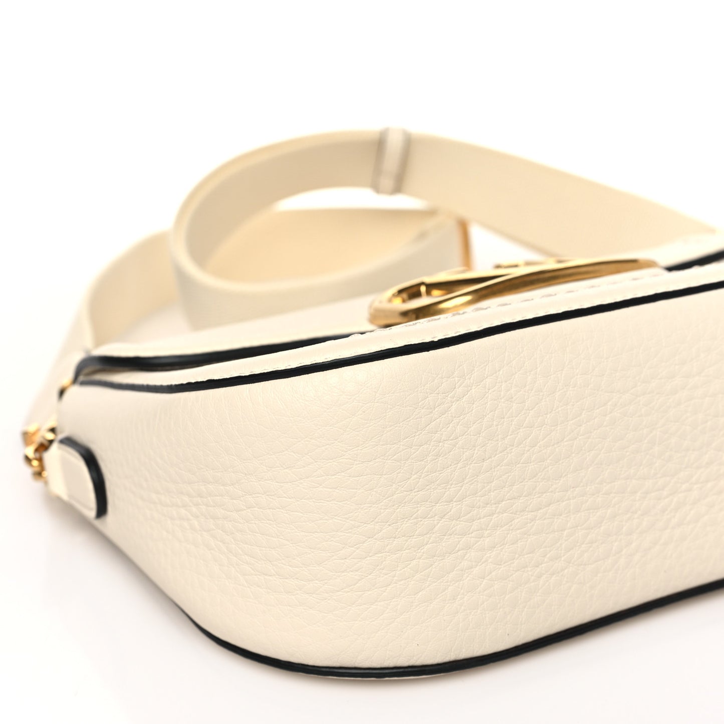 Pebbled Calfskin Vlogo Small Top Handle Shoulder Bag Ivory