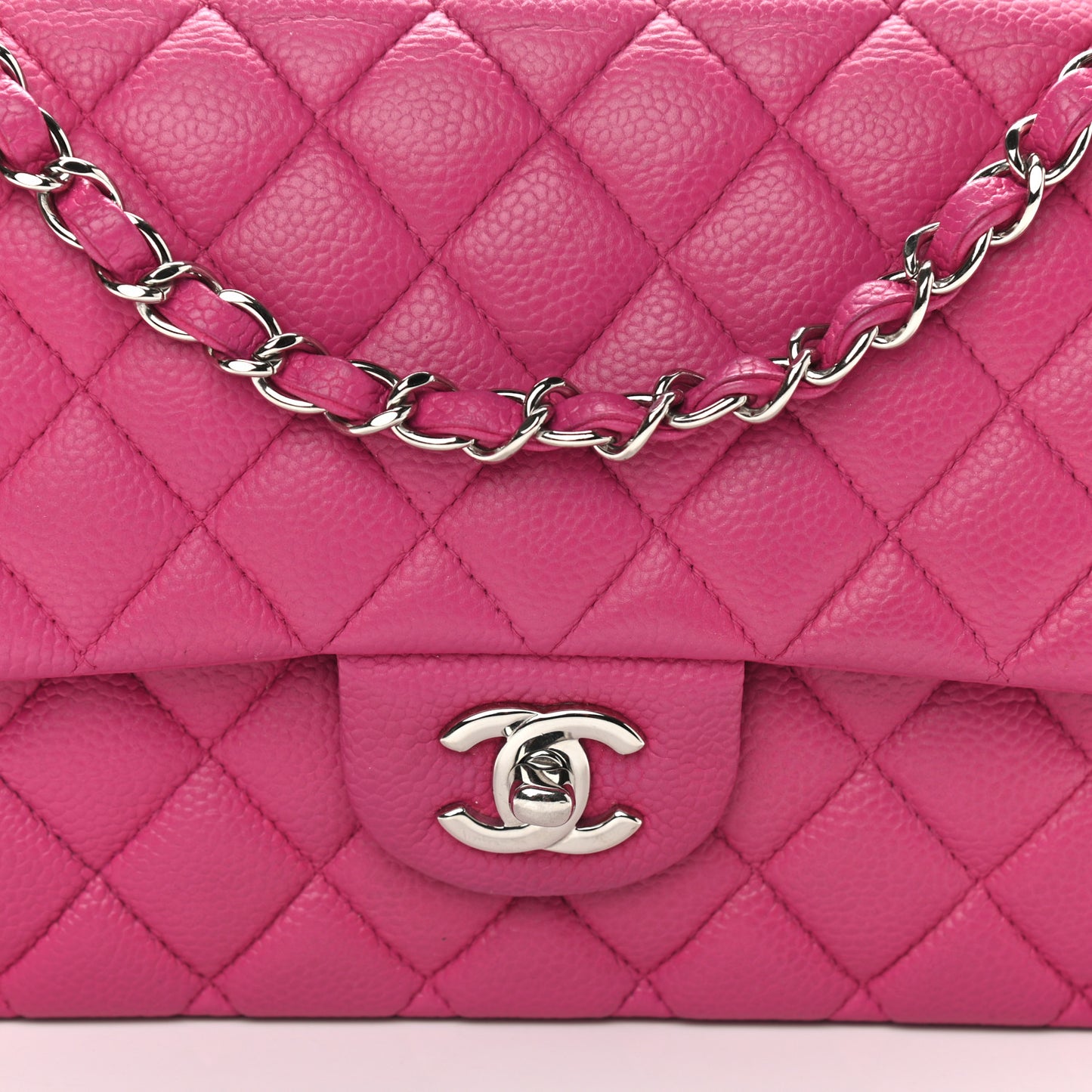 Caviar Quilted Medium Double Flap Dark Pink