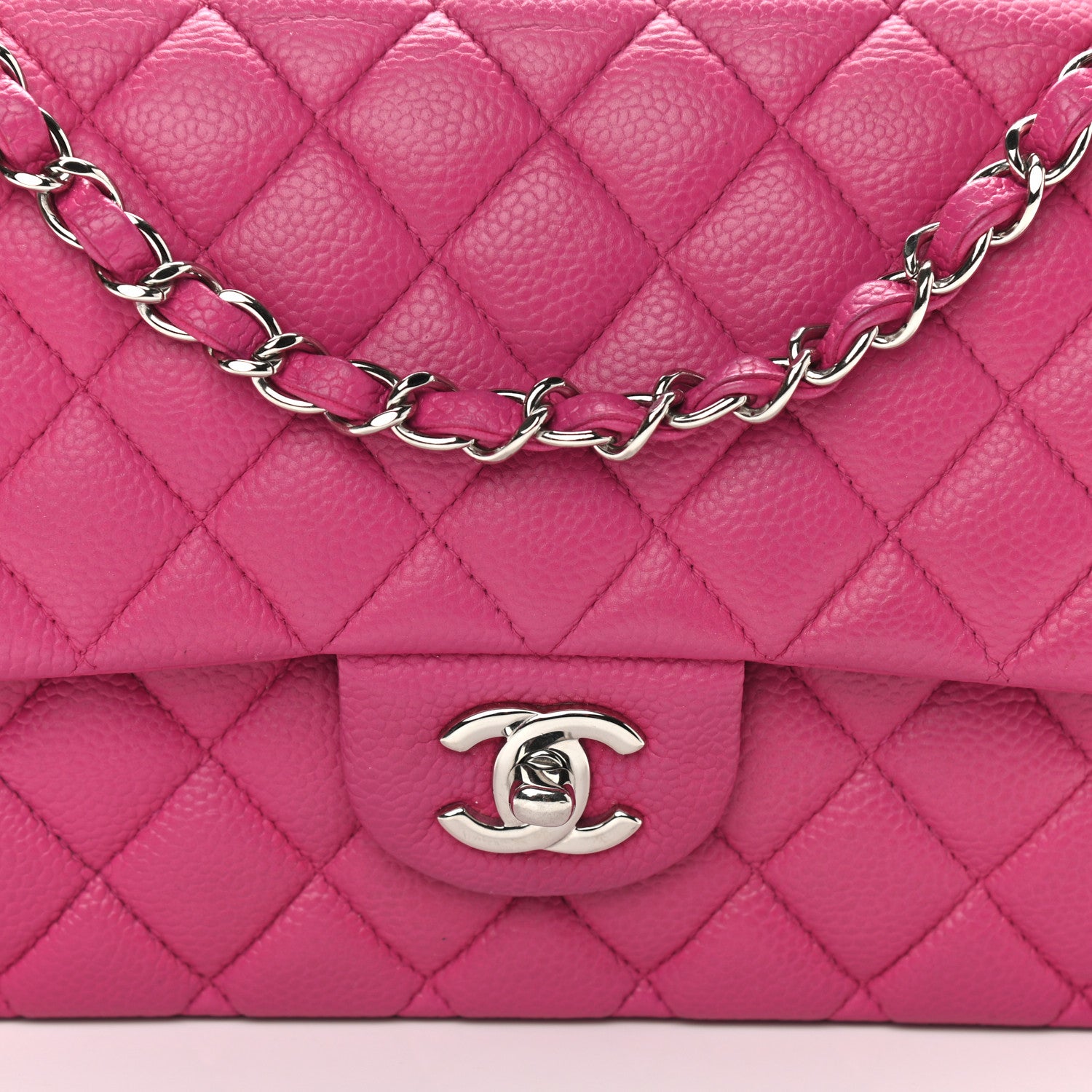 Chanel Caviar Quilted Medium Double Flap Dark Pink 8 of 14