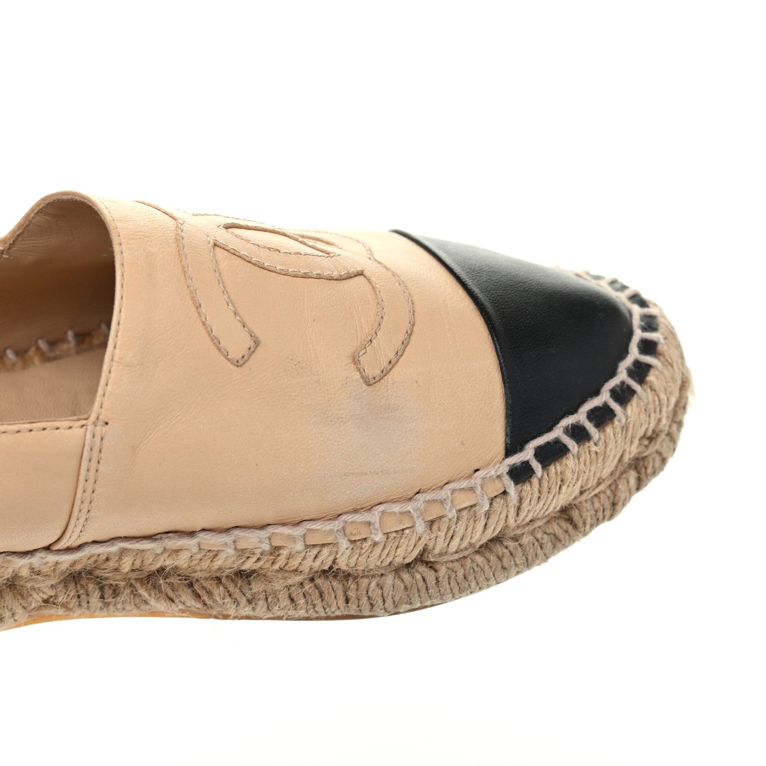 Chanel Lambskin CC Espadrilles 36 Beige Black 12 of 17