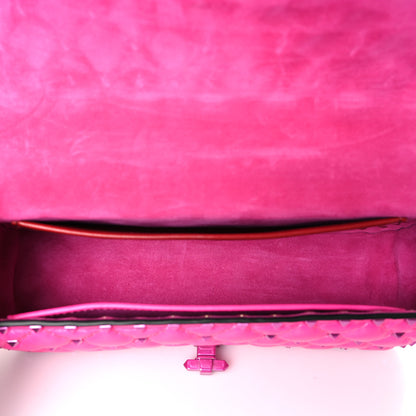 Valentino Garavani Calfskin Lacquer Monochrome Small Rockstud Spike Shoulder Bag Pink PP 5 of 8