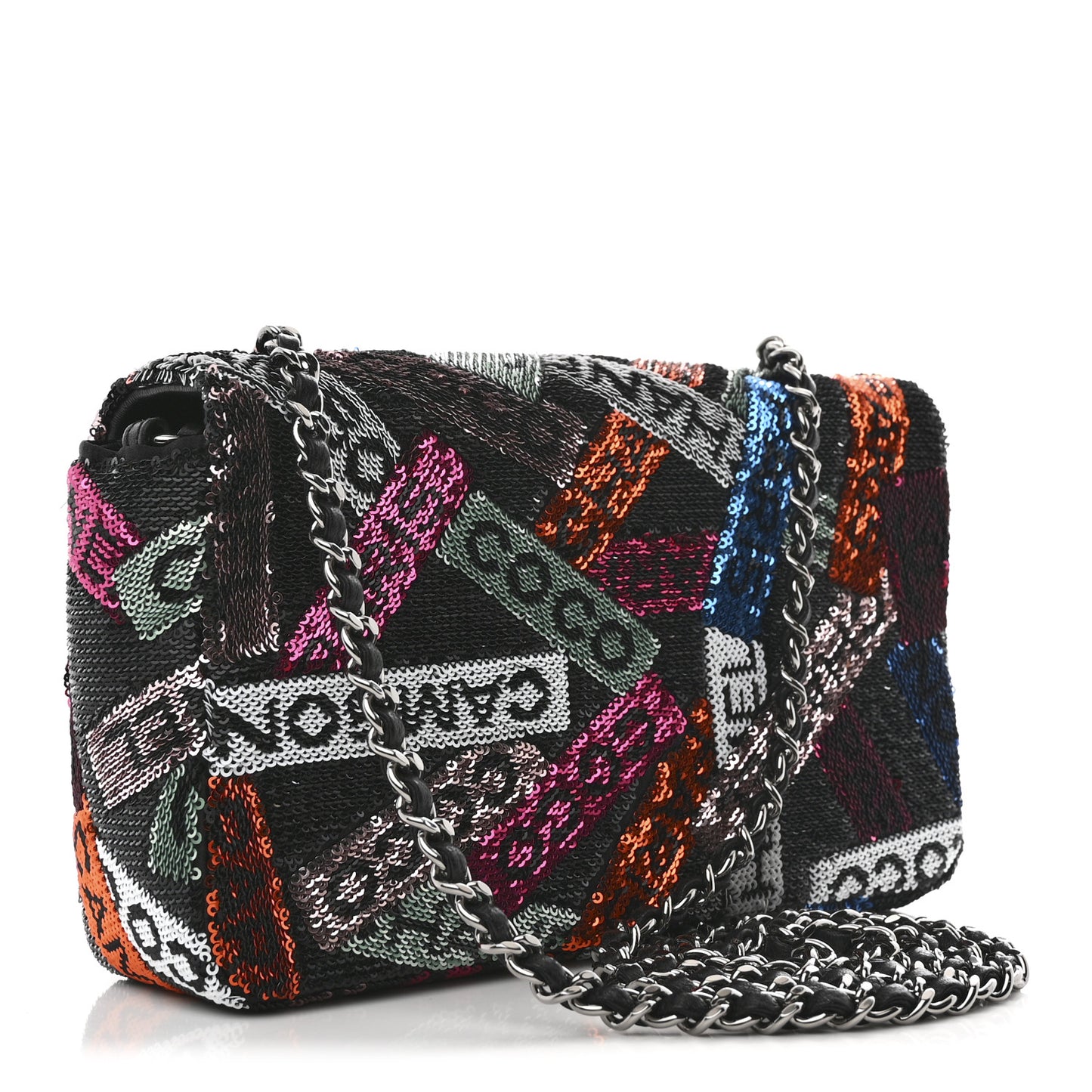 Sequin Logo Small Flap Ruthenium Multicolor