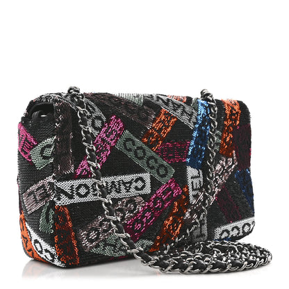 Chanel Sequin Logo Small Flap Ruthenium Multicolor 3 of 11