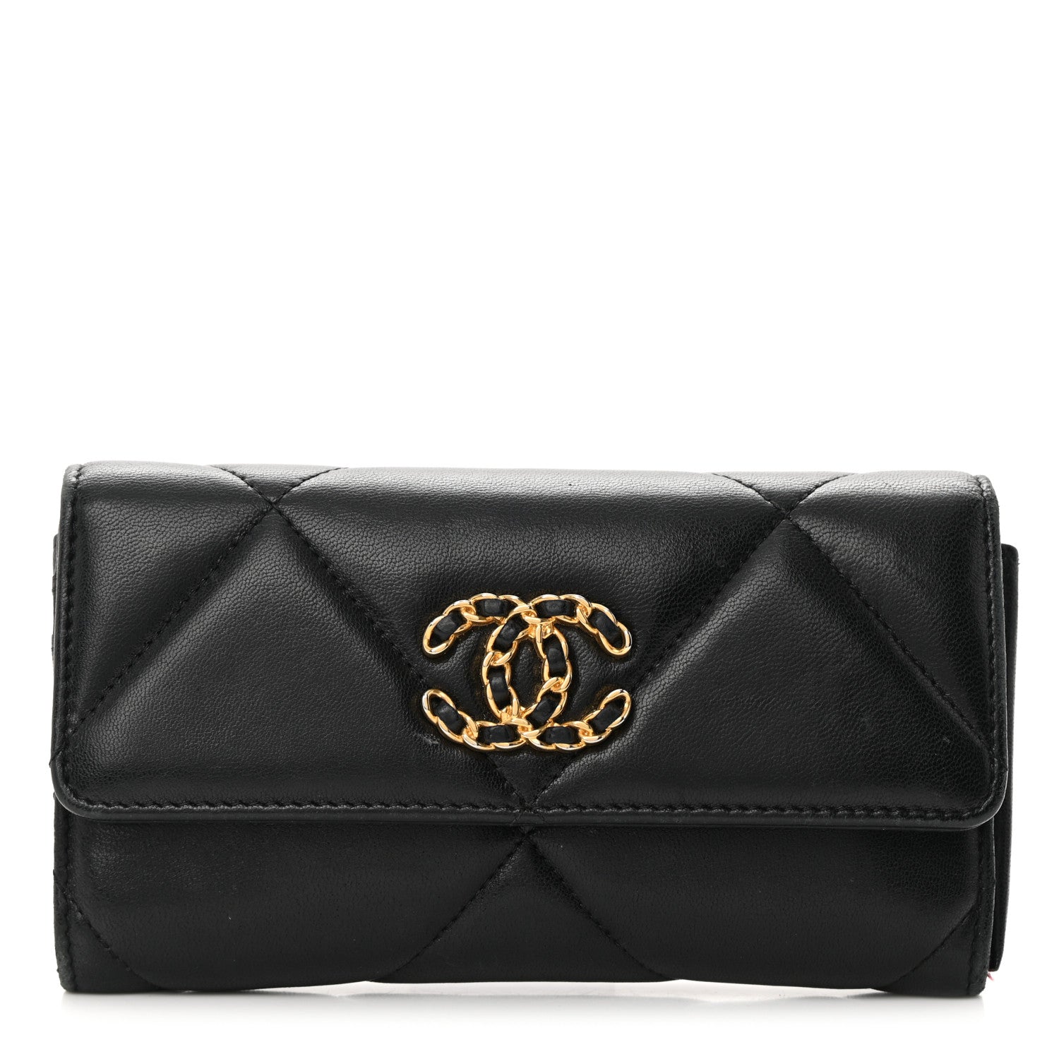 Chanel Lambskin Quilted Chanel 19 Flap Wallet Black 1 of 18