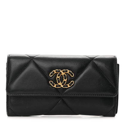 Chanel Lambskin Quilted Chanel 19 Flap Wallet Black 1 of 18