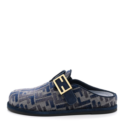 Fendi Woven Fabric FF Fendi Feel Mules 37 Grigio Blue Midnight Blue 1 of 10
