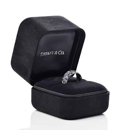 Tiffany 18K White Gold Diamond Blue Sapphire Metro Band Ring 49 5 5 of 5