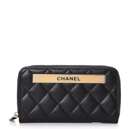 Chanel Lambskin Quilted Small Trendy CC Zip Around Wallet Black 1 of 9