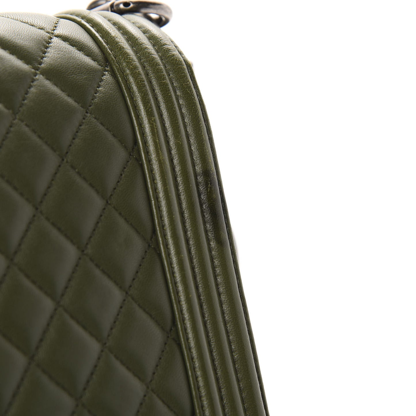 Lambskin Quilted New Medium Boy Flap Dark Green