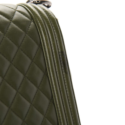 Chanel Lambskin Quilted New Medium Boy Flap Dark Green 19 of 21