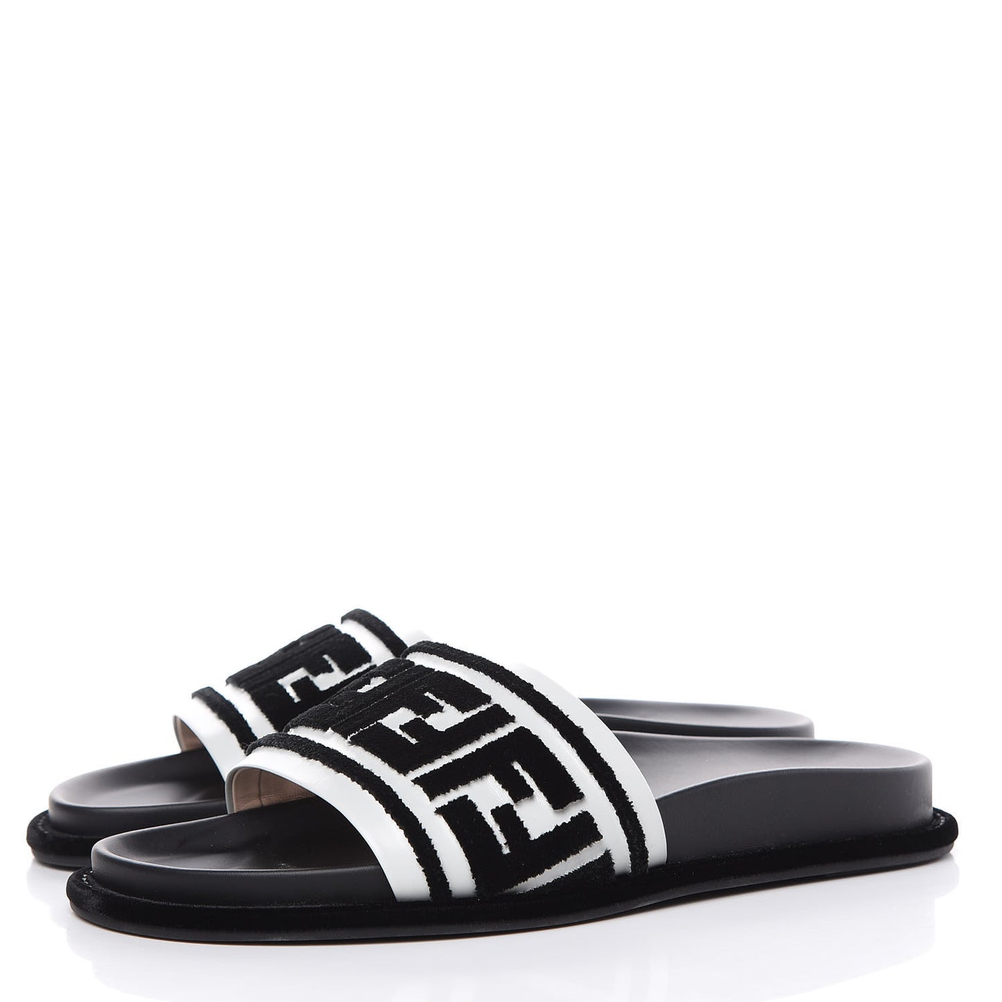 Velvet FF Reloaded Slide Sandals 38.5 Black White
