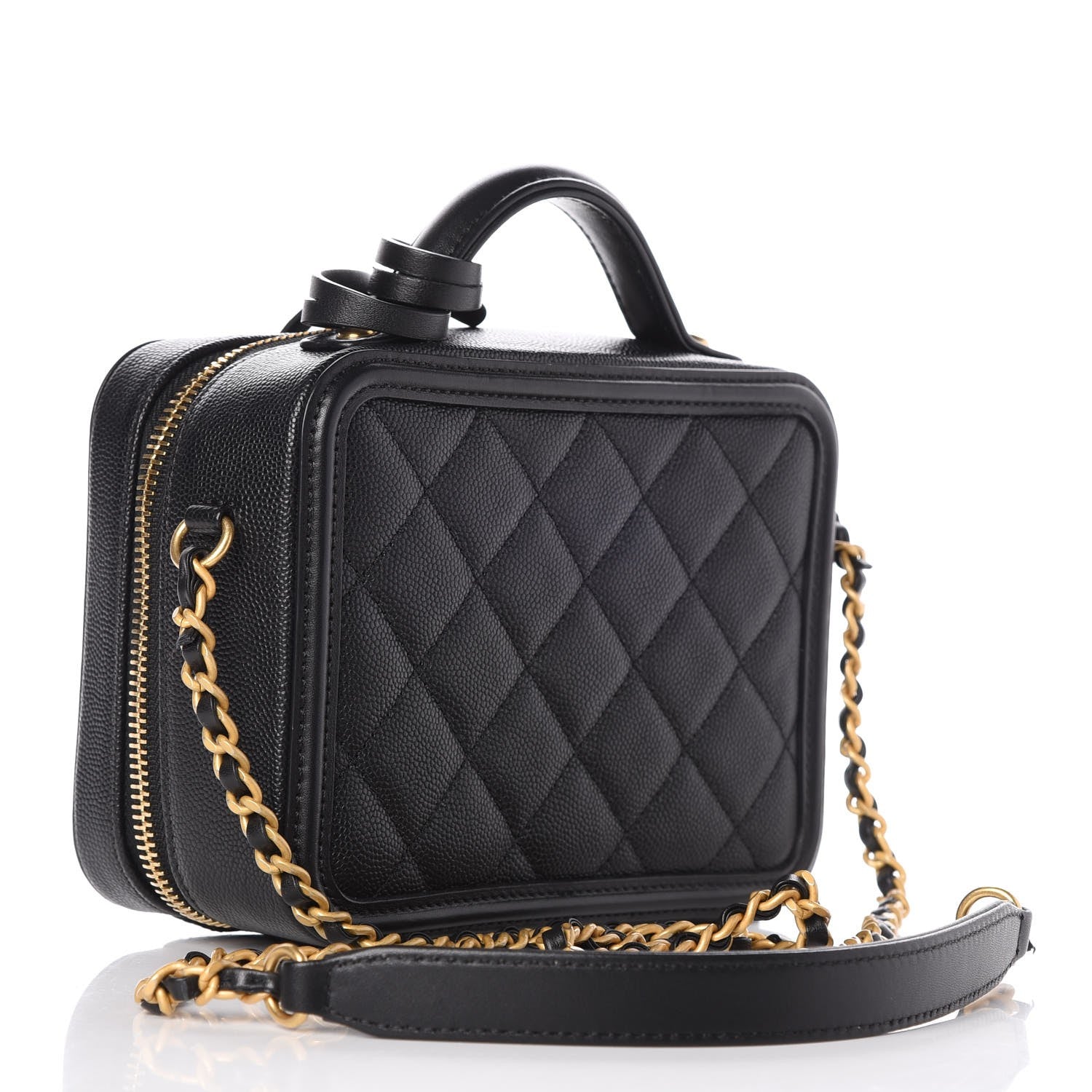 Chanel Caviar Quilted Small CC Filigree Vanity Case Black 3 of 9