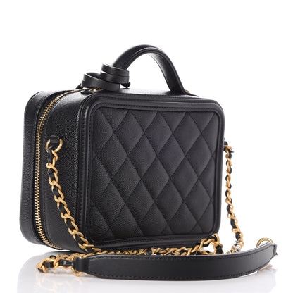 Chanel Caviar Quilted Small CC Filigree Vanity Case Black 3 of 9