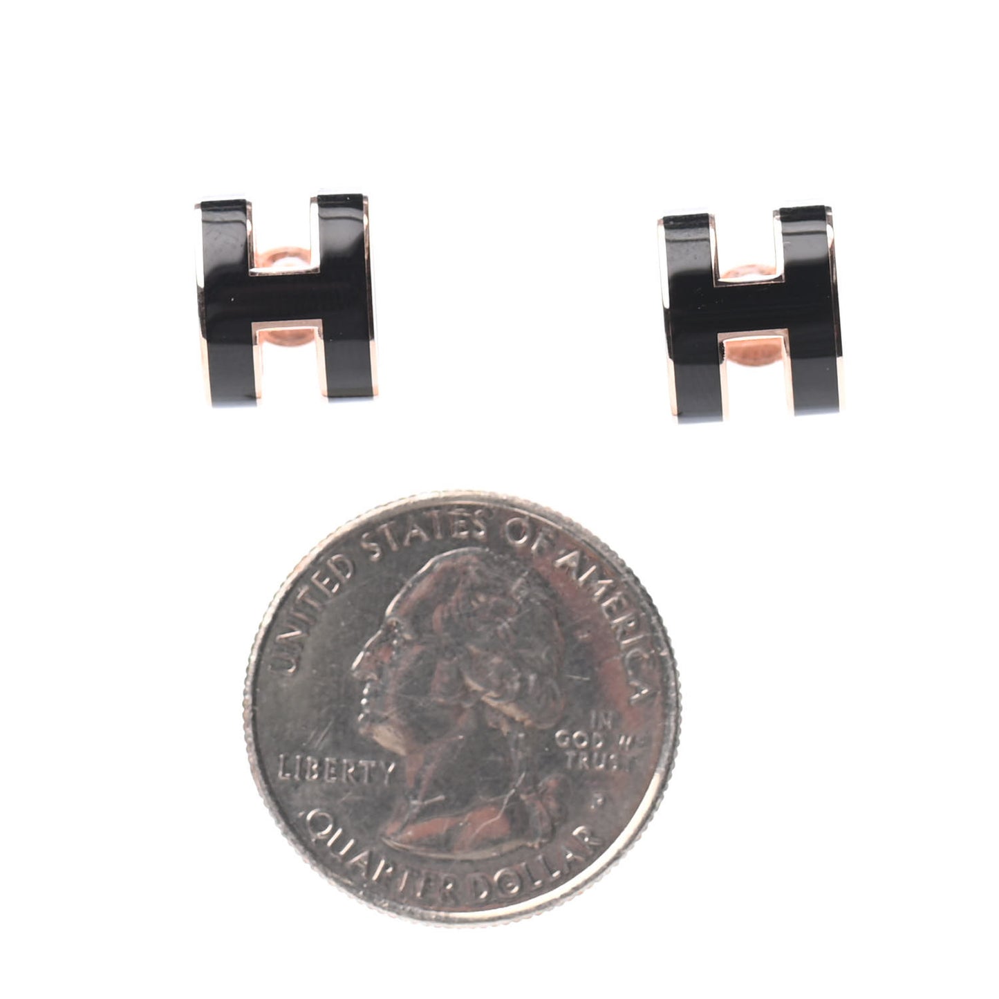 Rose Gold Lacquered Pop H Earrings Black