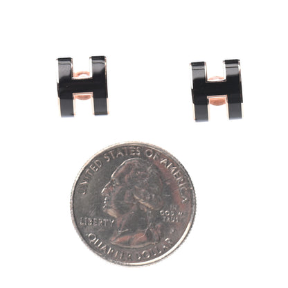 Hermes Rose Gold Lacquered Pop H Earrings Black 2 of 4