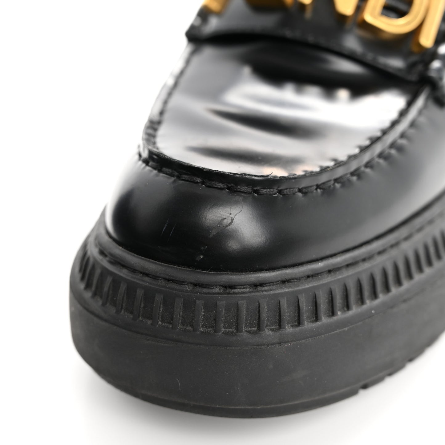 Vitello Abrasivato Fendigraphy 50mm Loafers 36 Black