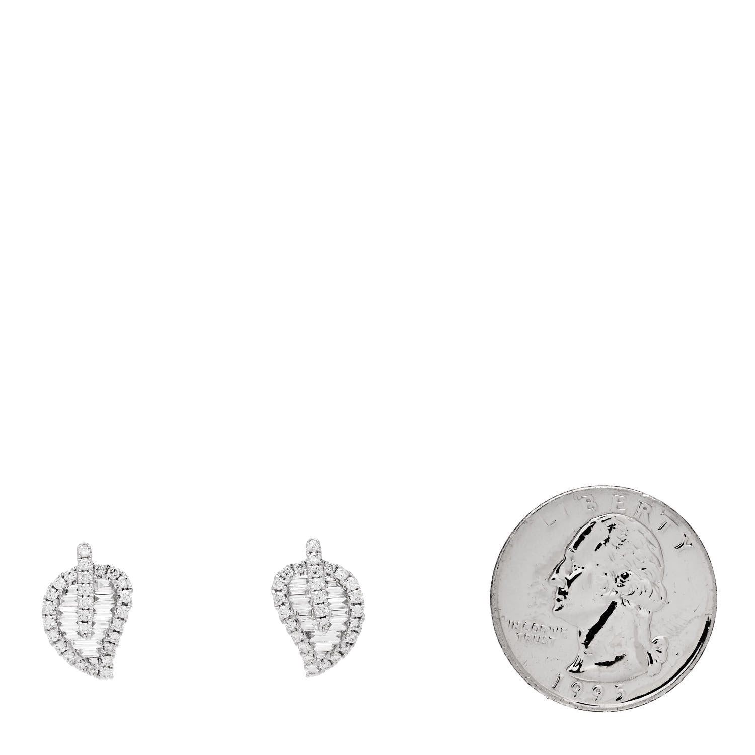 Anita Ko 18K White Gold Diamond Small Leaf Stud Earrings 2 of 4