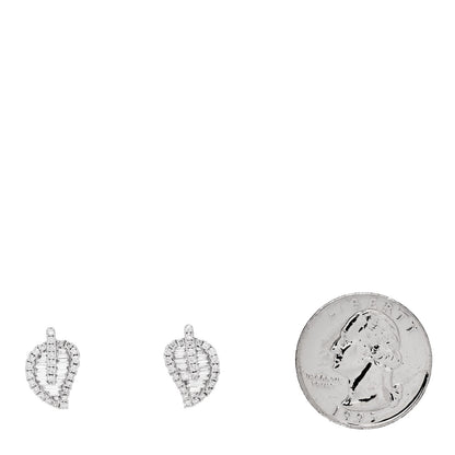 Anita Ko 18K White Gold Diamond Small Leaf Stud Earrings 2 of 4
