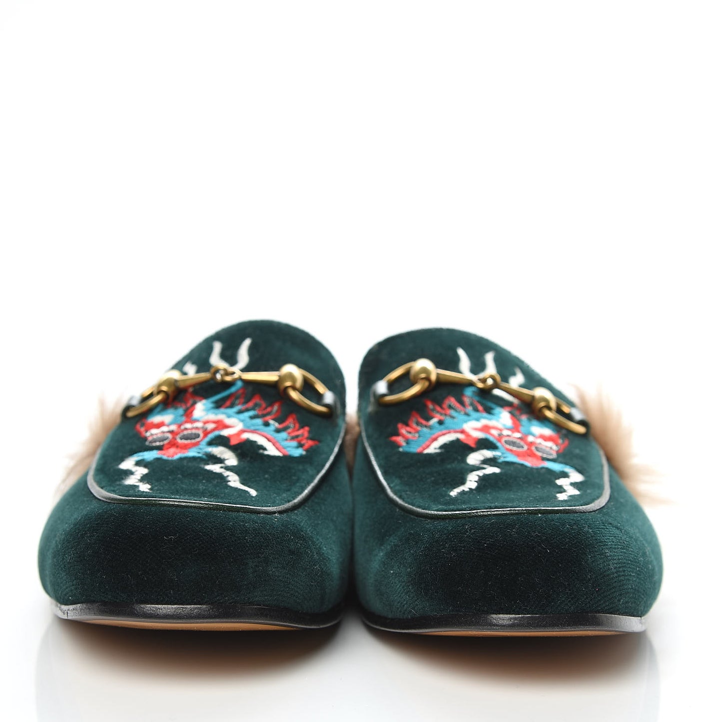 Velvet Fur Dragon Embroidered Mens Princetown Slippers 6 Zaffre Dark Zaffre