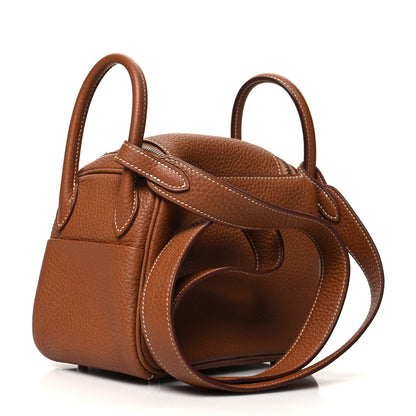 Hermes Taurillon Clemence Mini Lindy 20 Gold 3 of 13