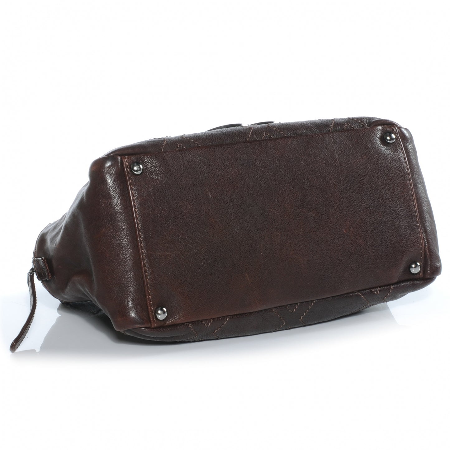 Calfskin Small Diamond Stitch Tote Brown