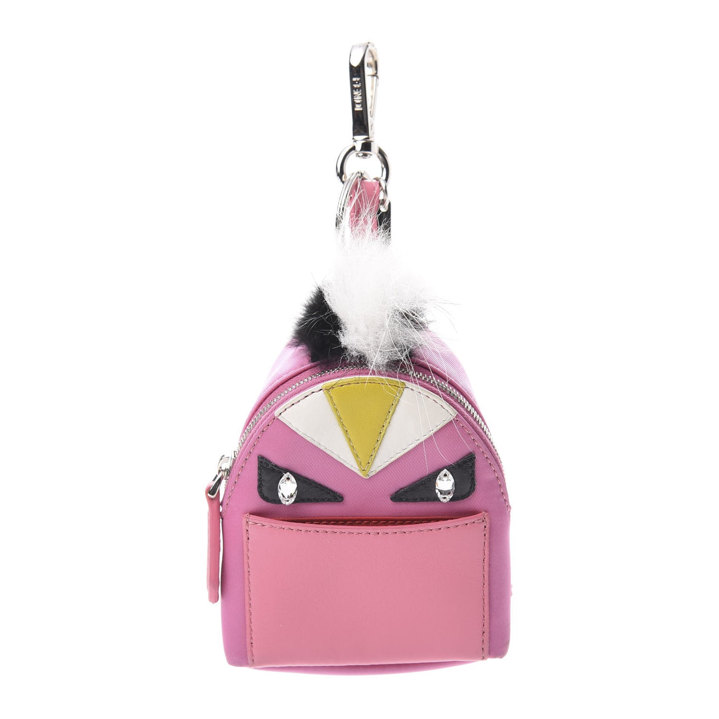 Nylon Shiny Nappa Nutria Fox Fur Monster Eyes Mini Backpack Charm Lollypop Rosa Fluo Multicolor