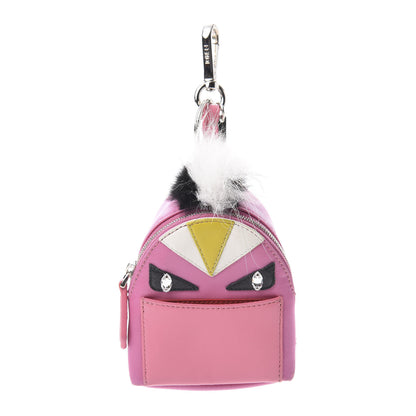 Fendi Nylon Shiny Nappa Nutria Fox Fur Monster Eyes Mini Backpack Charm Lollypop Rosa Fluo Multicolor 1 of 6