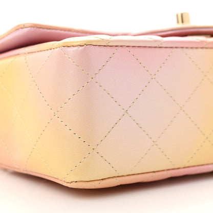 Chanel Lambskin Quilted Tie Dye Ombre Mini Rectangular Flap Yellow Multicolor 10 of 12