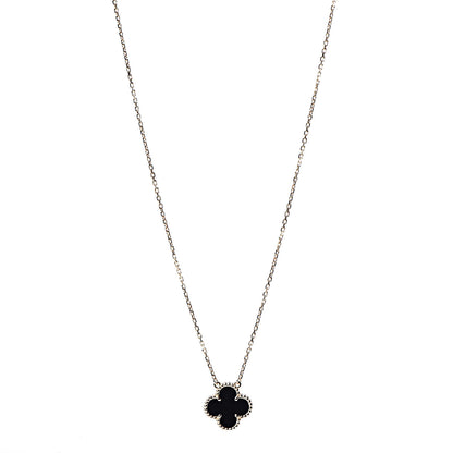 Van Cleef & Arpels 18K Yellow Gold Black Onyx Vintage Alhambra Pendant Necklace 1 of 8