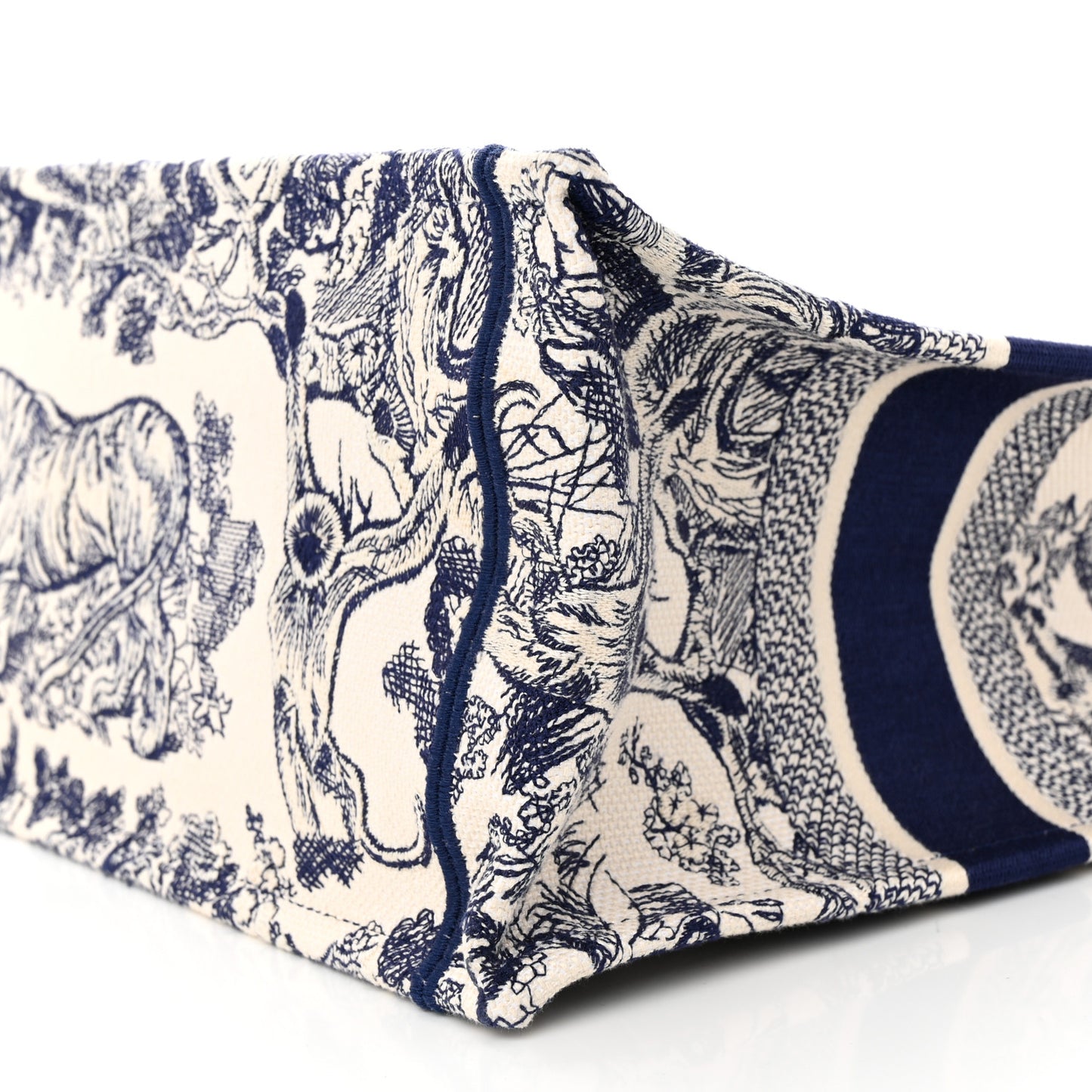 Canvas Embroidered Medium Dioriviera Toile De Jouy Book Tote Blue