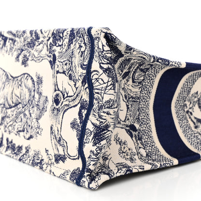 Christian Dior Canvas Embroidered Medium Dioriviera Toile De Jouy Book Tote Blue 10 of 13