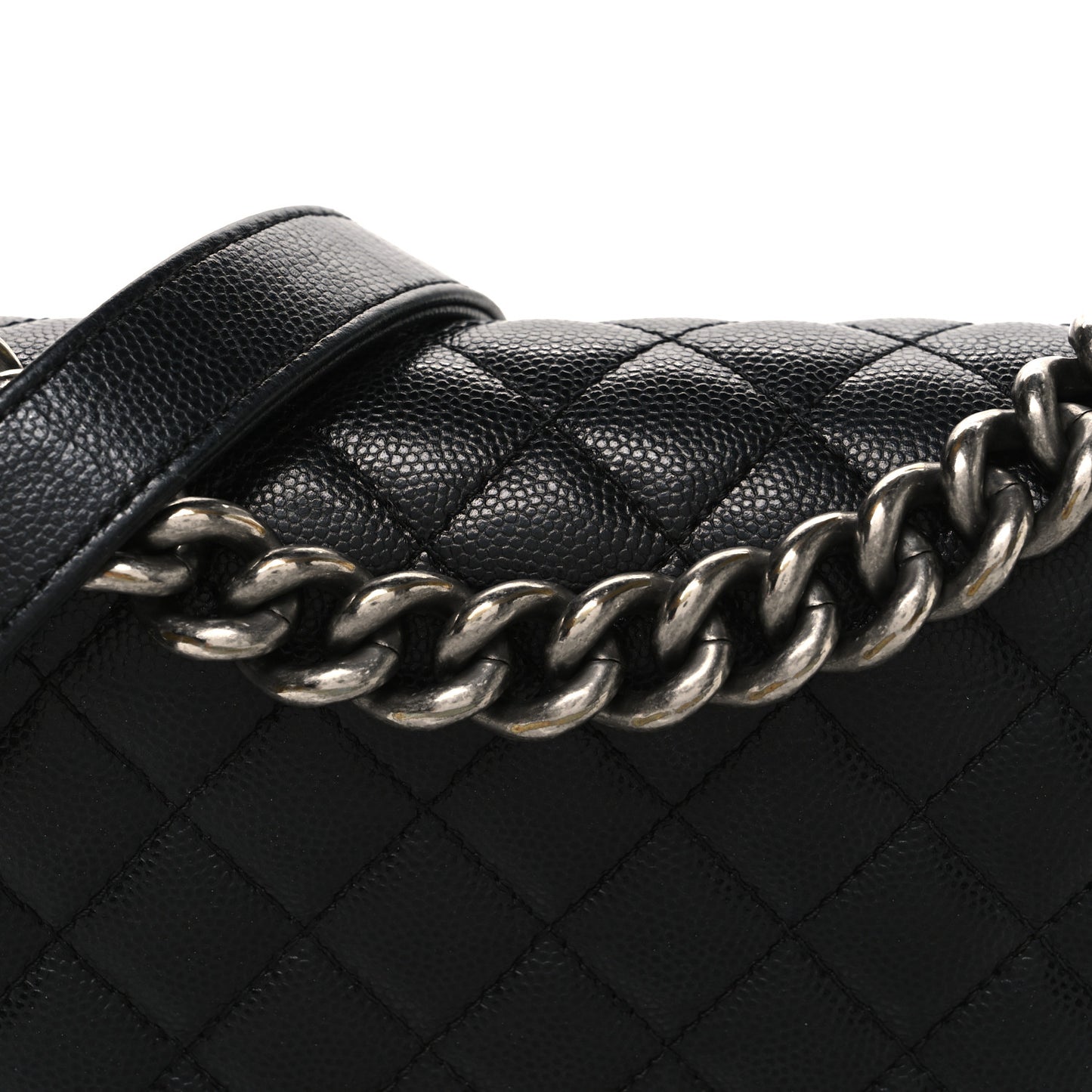 Caviar Quilted Small Boy Flap Black