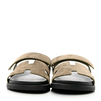 Hermes Suede Goatskin Mens Chypre Sandals 39 Vert Toundra 2 of 9