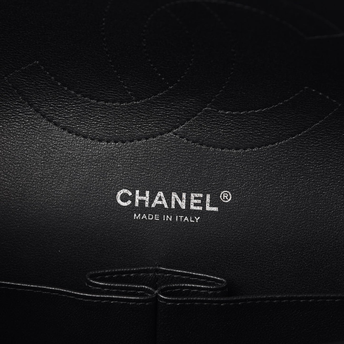 Crumpled Calfskin Quilted Jumbo Double Flap So Black