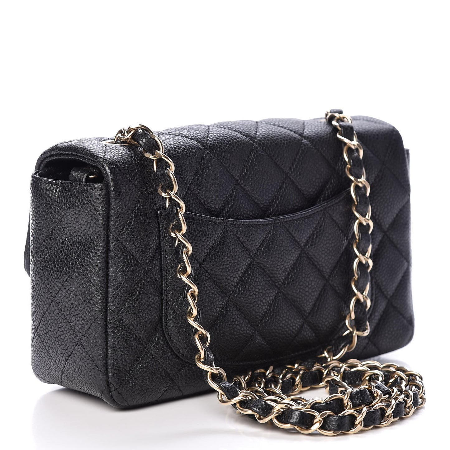 Metallic Caviar Quilted Mini Rectangular Flap Black