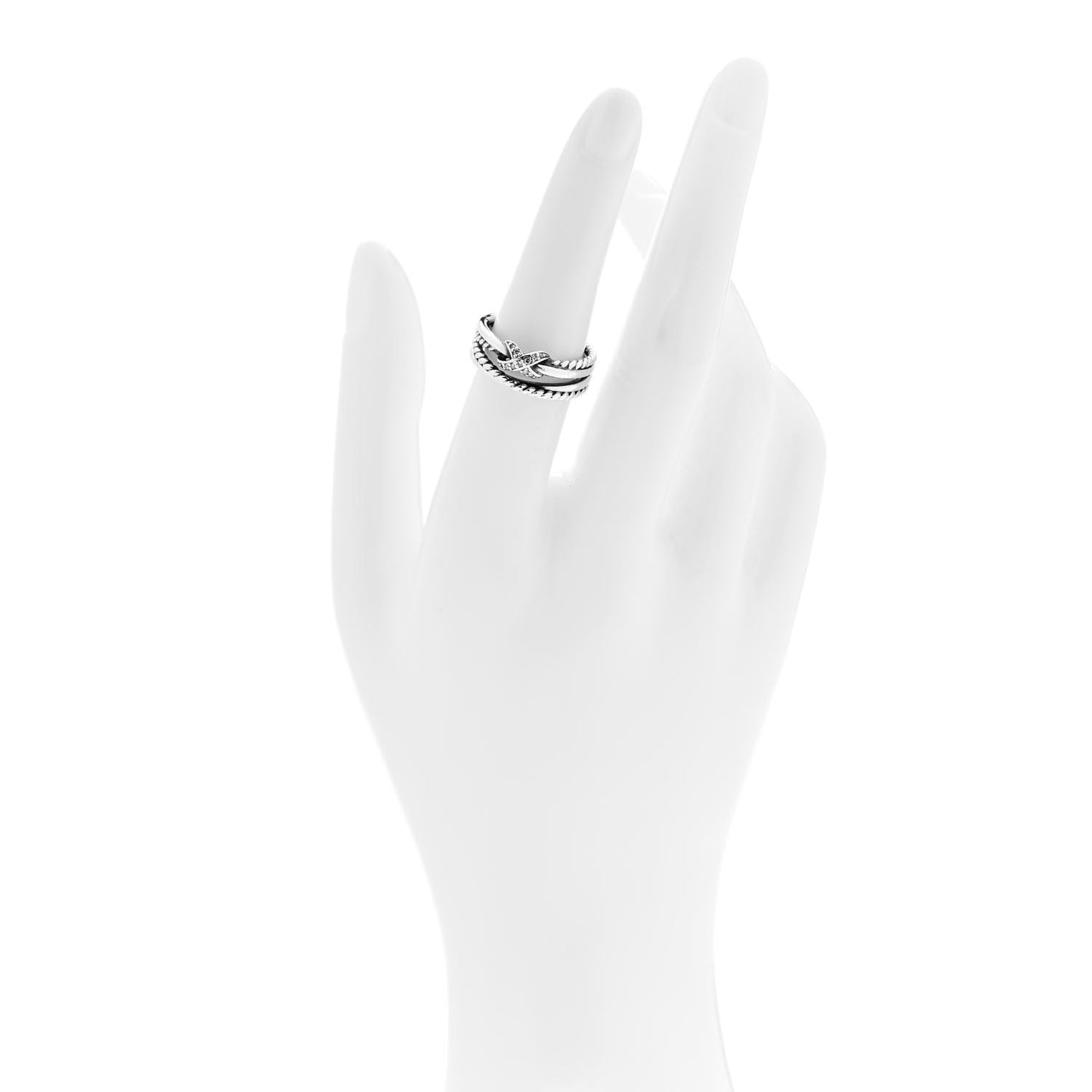 Sterling Silver Diamond X Crossover Ring 52 6