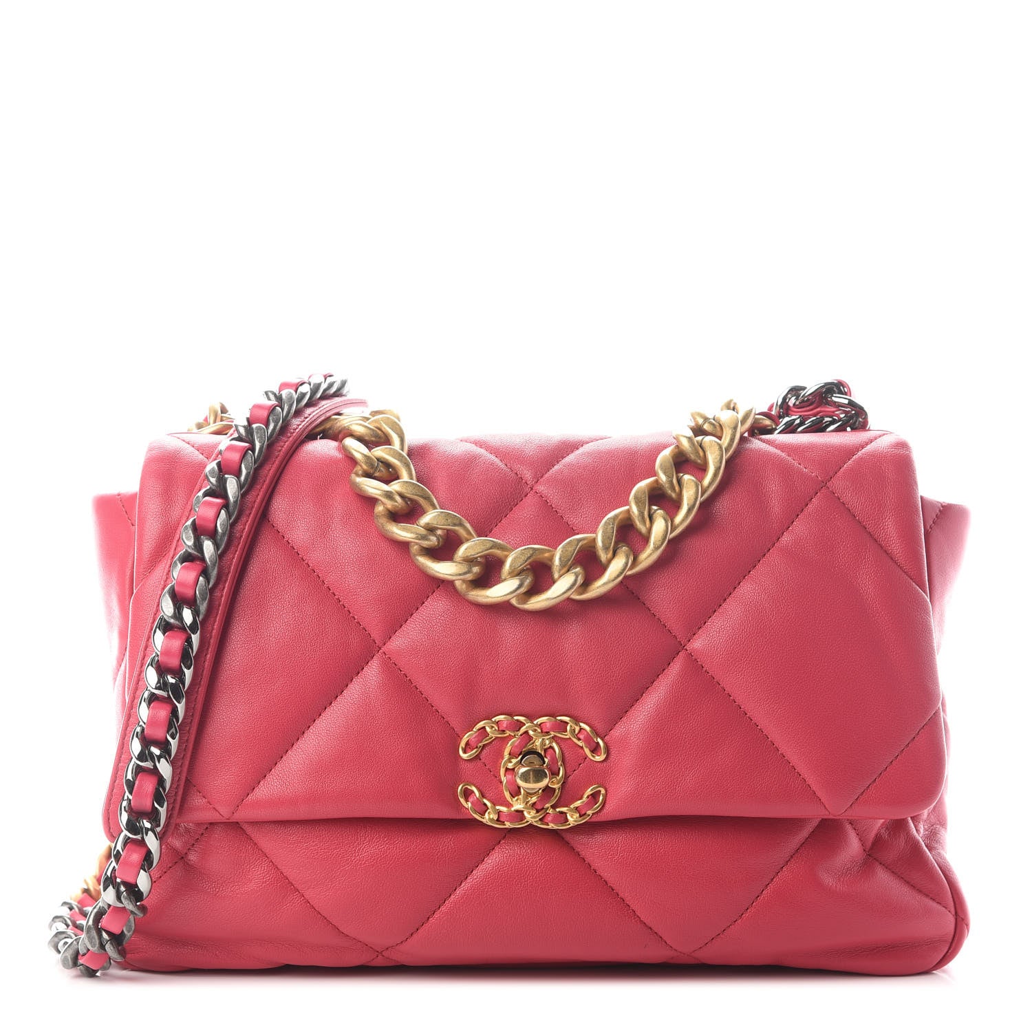 Chanel Goatskin Quilted Large Chanel 19 Flap Dark Pink 1 of 8