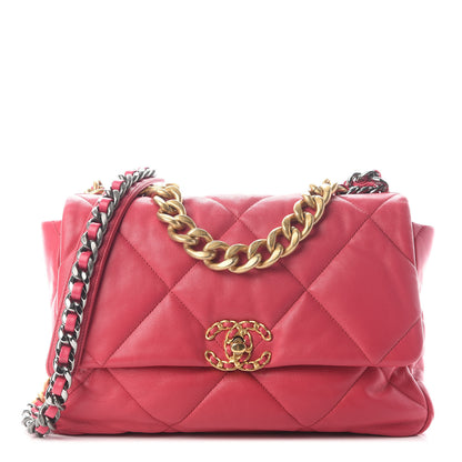 Chanel Goatskin Quilted Large Chanel 19 Flap Dark Pink 1 of 8