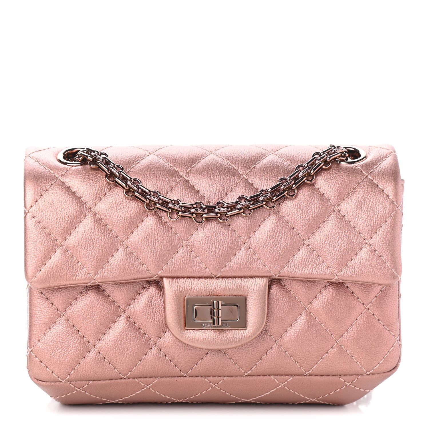Chanel Metallic Grained Calfskin Quilted 2.55 Reissue Mini Flap Copper Pink 1 of 5