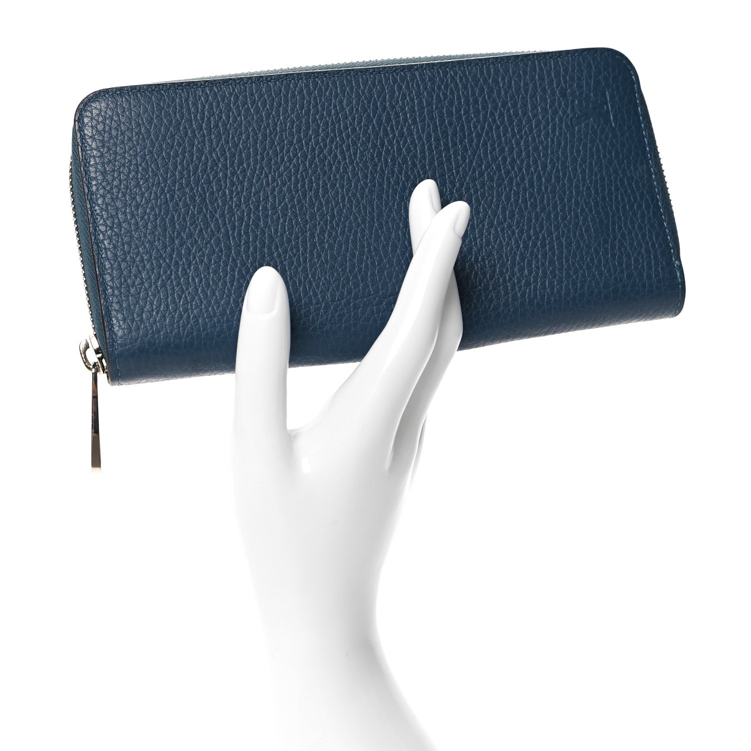 Louis Vuitton Taurillon Vertical Zippy Wallet Blue Gris 2 of 8