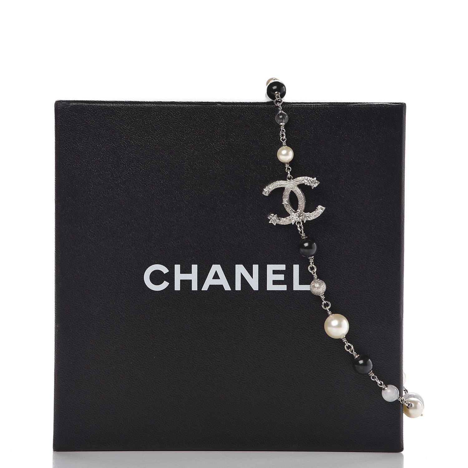 Chanel Ruthenium Pearl Beaded CC Short Necklace Black 6 of 6