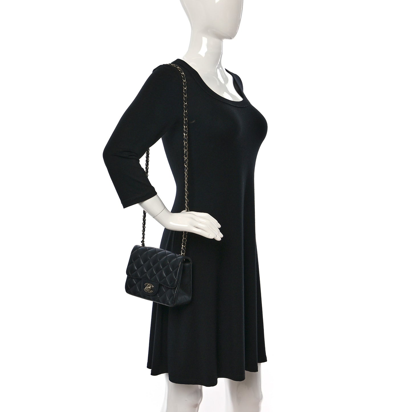 Lambskin Quilted Mini Square Flap Black
