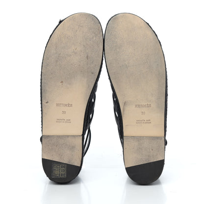 Hermes Calfskin Costanza Espadrilles 39 Black 5 of 17